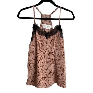 Elizabeth Crosby Tessa Lace Detail Bronze Leopard Cami - Size Small